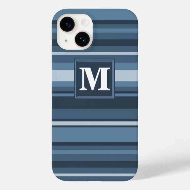 Monogram grey-blue stripes  Case-Mate iPhone case (Back)