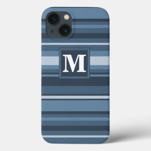 Monogram grey-blue stripes Case-Mate iPhone case