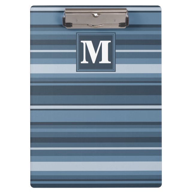 Monogram grey-blue stripes clipboard (Front)
