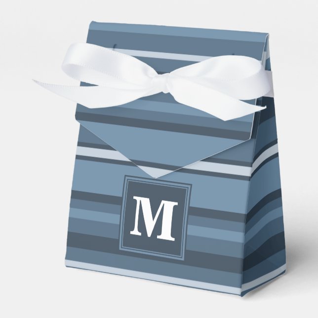 Monogram grey-blue stripes favour box (Front Side)