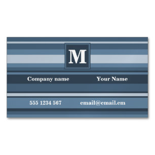 Monogram grey-blue stripes 	Magnetic business card