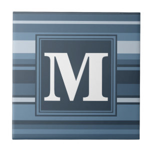 Monogram grey-blue stripes tile