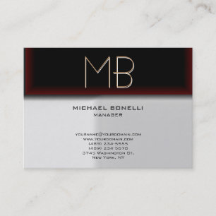 Monogram grey browny red stylish business card