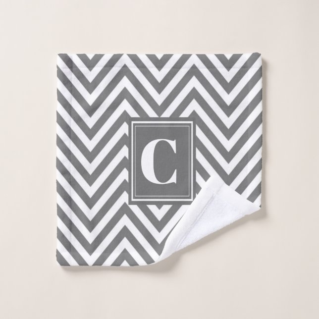 Monogram Grey Chevron Wash Cloth (Wash Cloth)