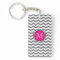 Monogram Grey Chevron Zigzag Acrylic Keychain