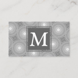 Monogram grey circles pattern business card