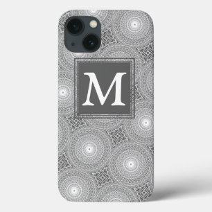 Monogram grey circles pattern Case-Mate iPhone cas iPhone 13 Case