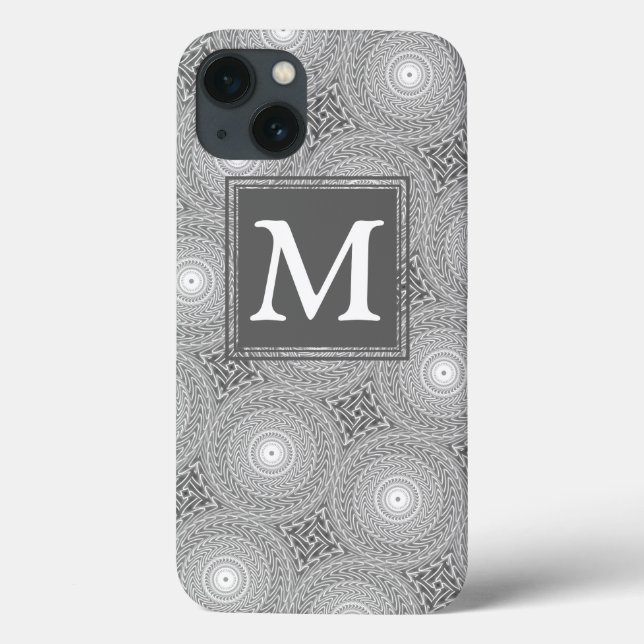 Monogram grey circles pattern Case-Mate iPhone cas Case-Mate iPhone Case (Back)