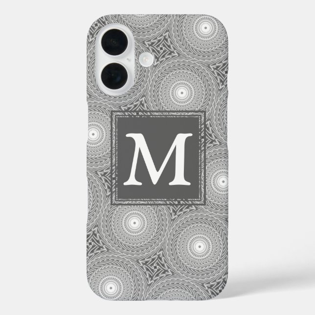 Monogram grey circles pattern Case-Mate iPhone case (Back)