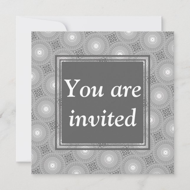 Monogram grey circles pattern invitation (Front)