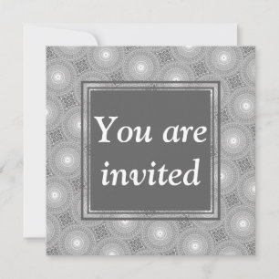 Monogram grey circles pattern invitation
