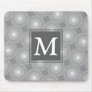 Monogram grey circles pattern mouse mat