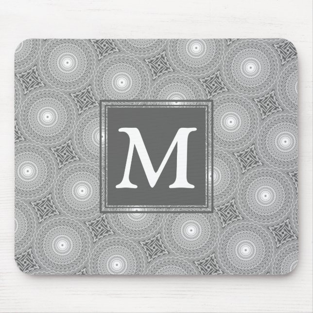 Monogram grey circles pattern mouse mat (Front)