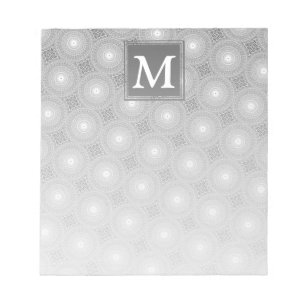 Monogram grey circles pattern notepad