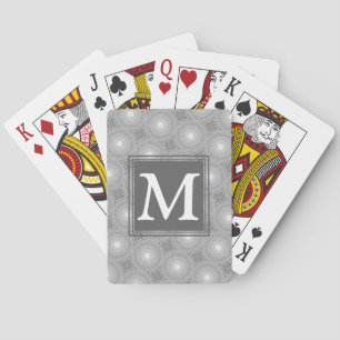 Monogram grey circles pattern playing cards