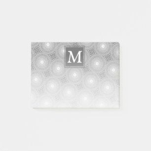 Monogram grey circles pattern post-it notes