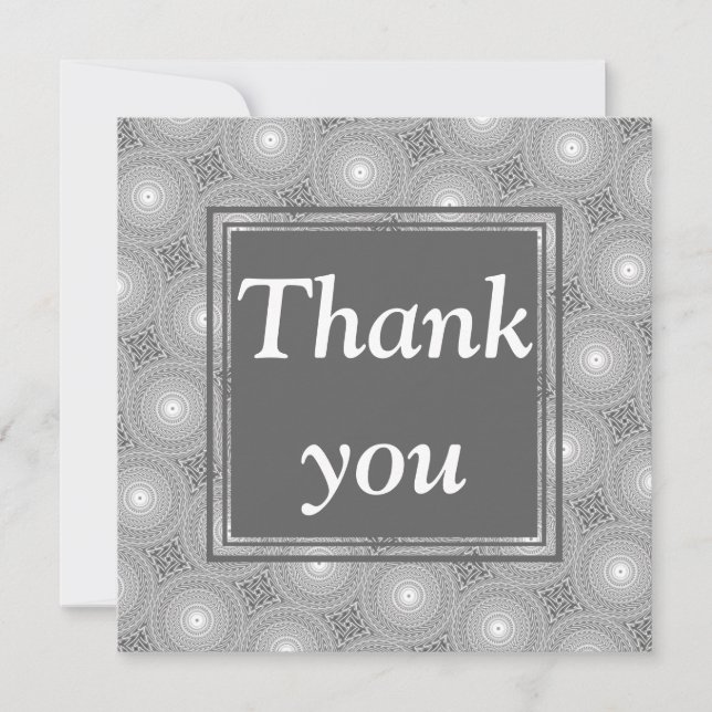 Monogram grey circles pattern thank you card (Front)