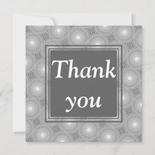 Monogram grey circles pattern thank you card