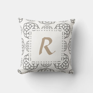 Monogram Grey Geometric Circles with Custom Cushion