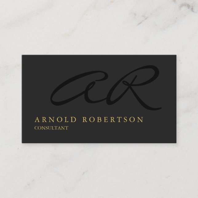 Monogram Grey Gold Professional Business Card (Front)