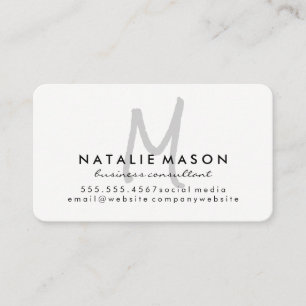 Monogram Grey Hand Written Business Card