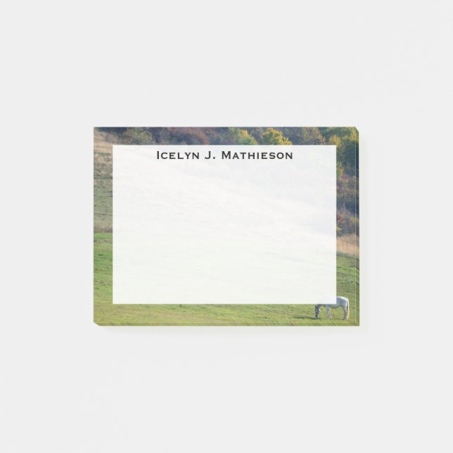 Monogram Grey Horse in a Green Field Post-it Notes (Front)