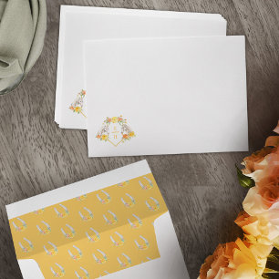 Monogram grey horses and roses wedding  envelope