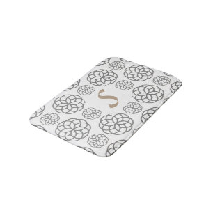 Monogram Grey Mandalas Pattern Bath Mat