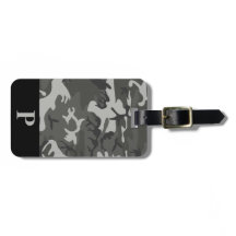 Monogram Grey Military Camo Camouflage Black Frame