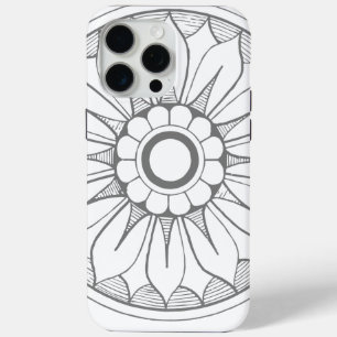 Monogram Grey Modern Daisy Medallion Pattern iPhone 15 Pro Max Case