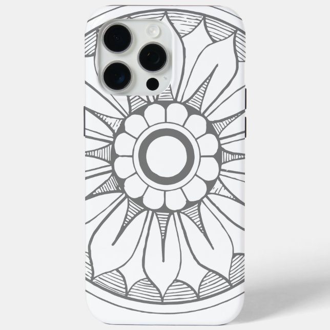 Monogram Grey Modern Daisy Medallion Pattern Case-Mate iPhone Case (Back)