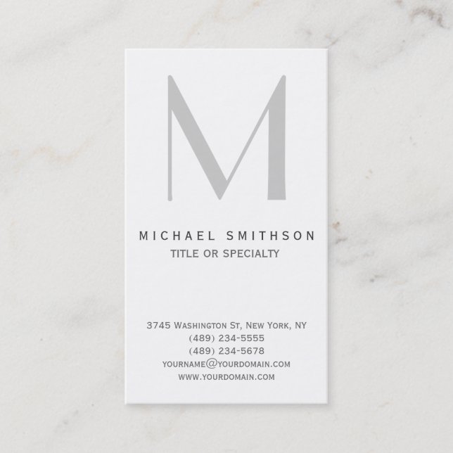 Monogram Grey Modern Simple Business Card (Front)