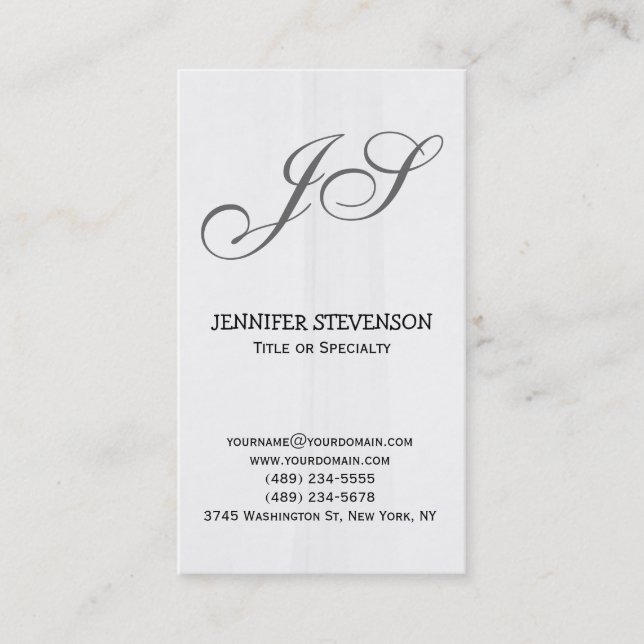 Monogram Grey Pattern Consultant Business Card (Front)