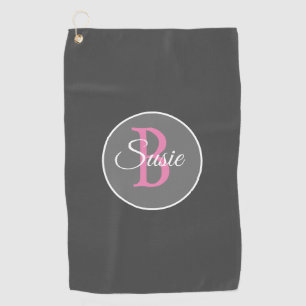 Monogram Grey Pink Women's Golf Towel
