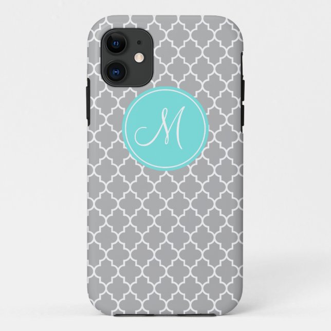 Monogram Grey Quatrefoil Pattern iPhone 5/5s Case (Back)