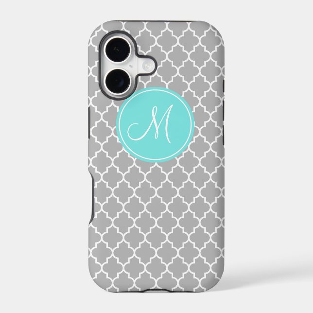 Monogram Grey Quatrefoil Pattern iPhone 5/5s Case (Back)