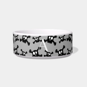 Monogram grey skulls pattern bowl