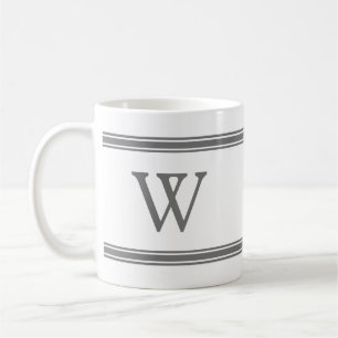 Monogram Grey Striped Personalised Mug