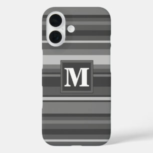 Monogram grey stripes iPhone 16 case