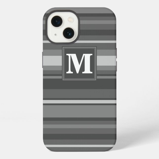 Monogram grey stripes Case-Mate iPhone case (Back)