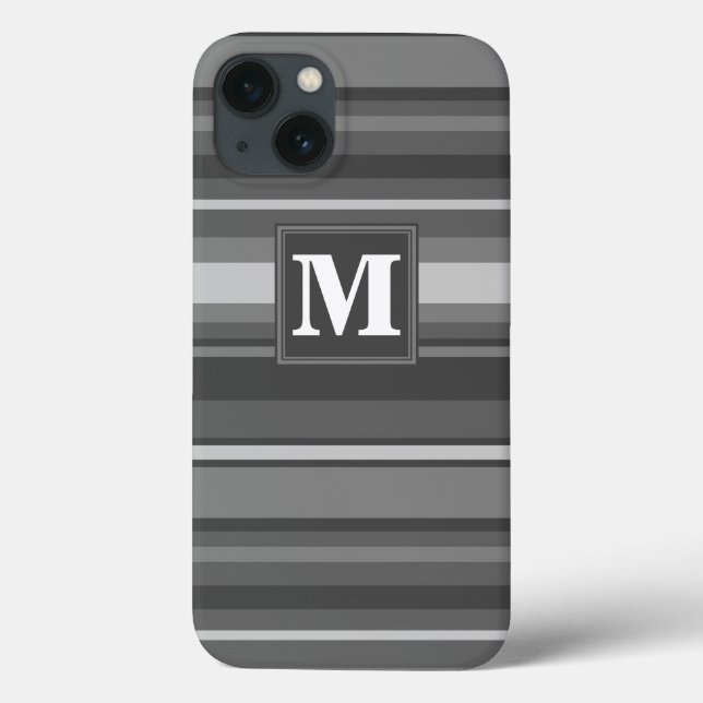Monogram grey stripes Case-Mate iPhone case (Back)