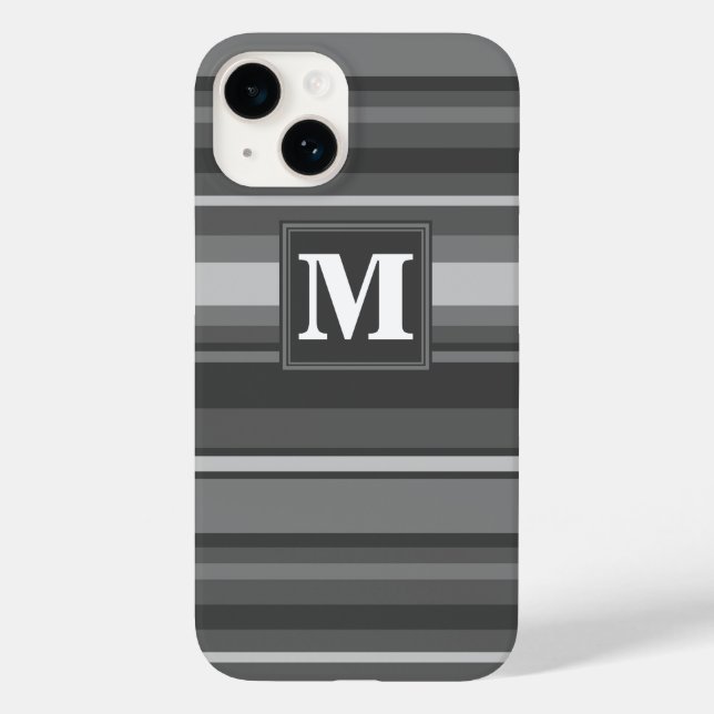 Monogram grey stripes Case-Mate iPhone case (Back)