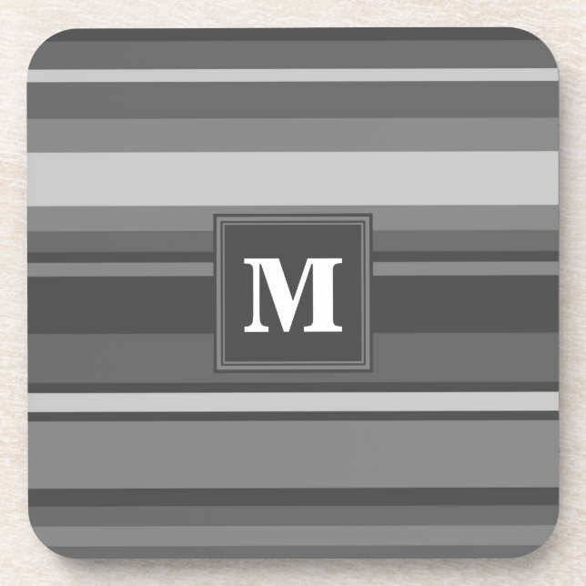 Monogram grey stripes coaster (Front)