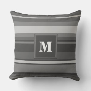 Monogram grey stripes cushion