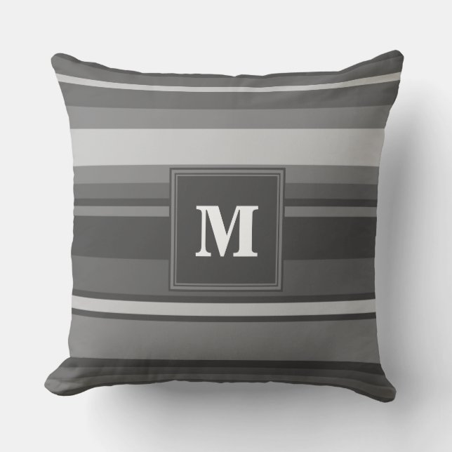 Monogram grey stripes cushion (Front)