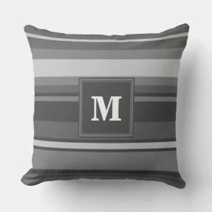 Monogram grey stripes cushion