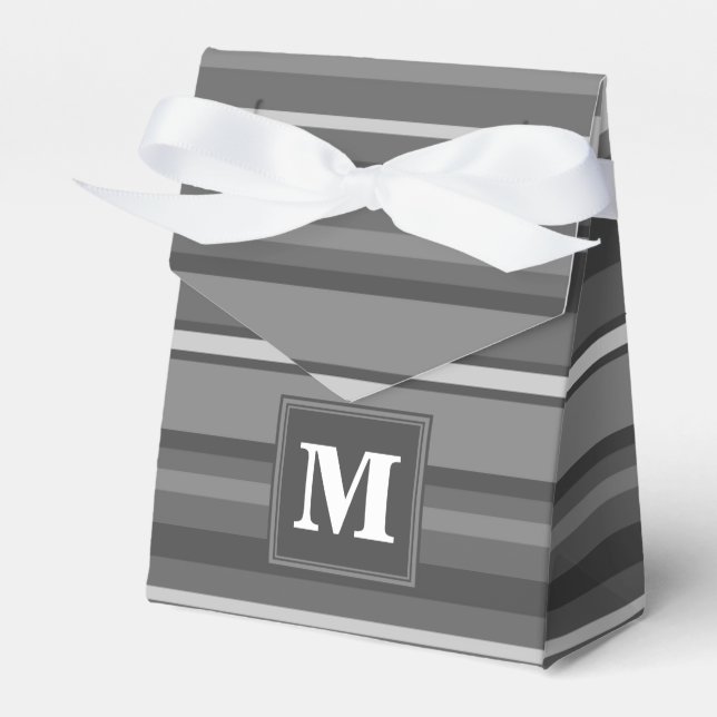 Monogram grey stripes favour box (Front Side)