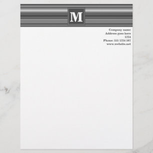 Monogram grey stripes letterhead design