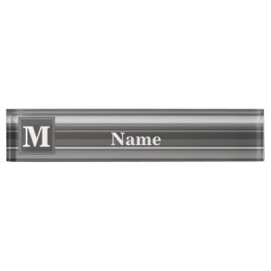 Monogram grey stripes nameplate