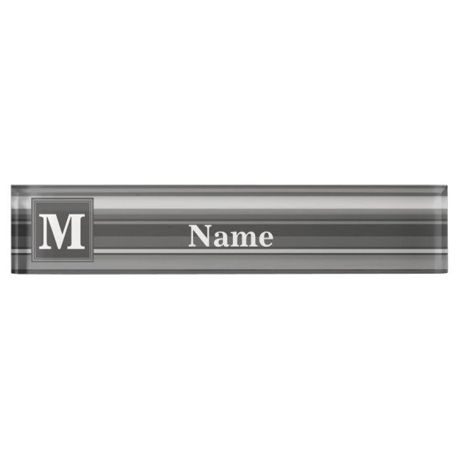 Monogram grey stripes nameplate (Front)